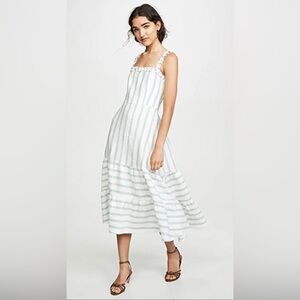 Reformation Hyla Linen Dress | Gateau Green & White Stripes | Size 4